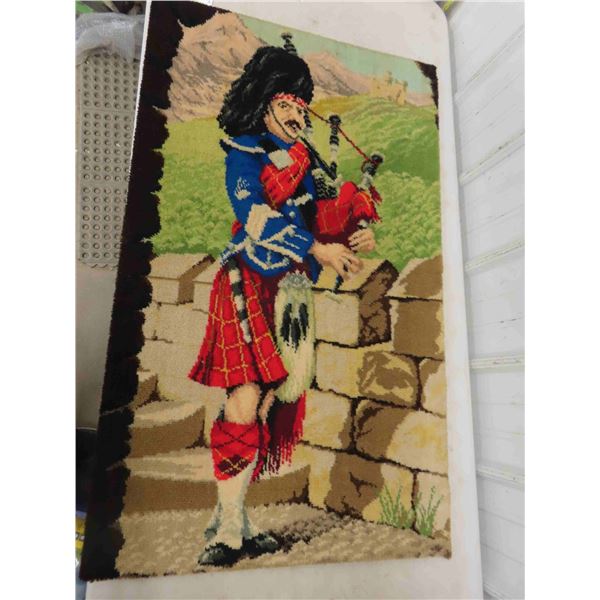 Woven Tapestry Wall Hanger Bagpiper 27" x 45" 