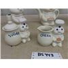 Image 5 : Pilsbury Dough Boy Cookie Jar, Tea Pot, Cream + Sugar, Napkin Holder - Ceramic