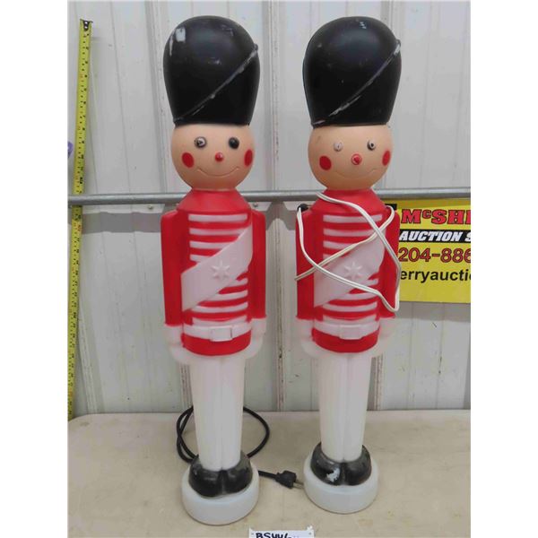 2 Soldier Light Up Blow Molds 31" Tall