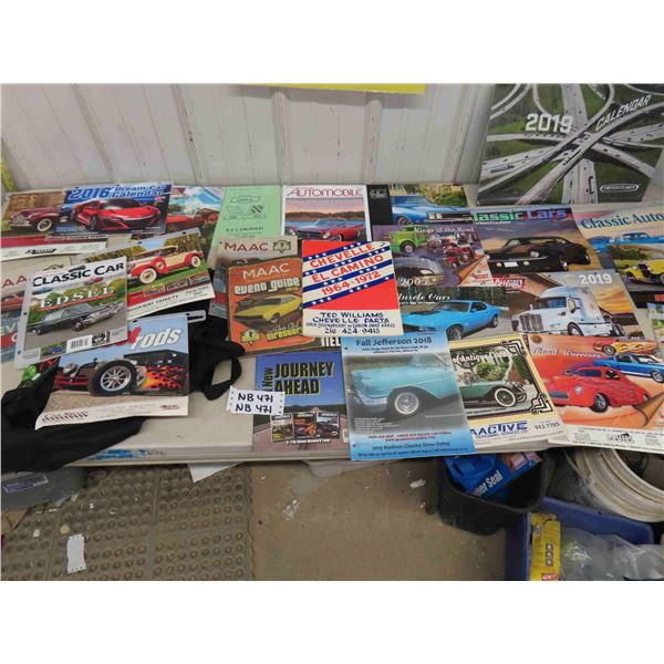 Assorted Auto Calendars, Car Club Magazines