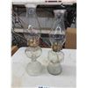 Image 1 : 2 Clear Glass Coal Oil Lanterns - Tallest 19" 