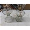 Image 2 : 2 Clear Glass Coal Oil Lanterns - Tallest 19" 