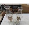 Image 3 : 2 Clear Glass Coal Oil Lanterns - Tallest 19" 