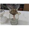Image 4 : 2 Clear Glass Coal Oil Lanterns - Tallest 19" 