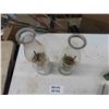 Image 5 : 2 Clear Glass Coal Oil Lanterns - Tallest 19" 