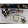 Image 1 : Spartus Ban Open/ Closed Clock, 2 Black Tower Bottles, Dirt Devil 12V Battery
