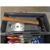 Image 4 : Plastic Tool Box with Screwdrivers, Hammer, Crescent Wrench, Electric Parts