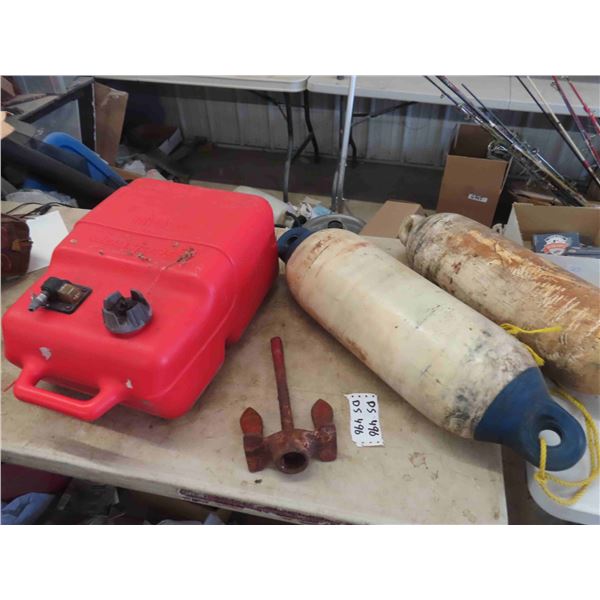 Poles, Marine Gas Tank, Anchor, 2 Buoys