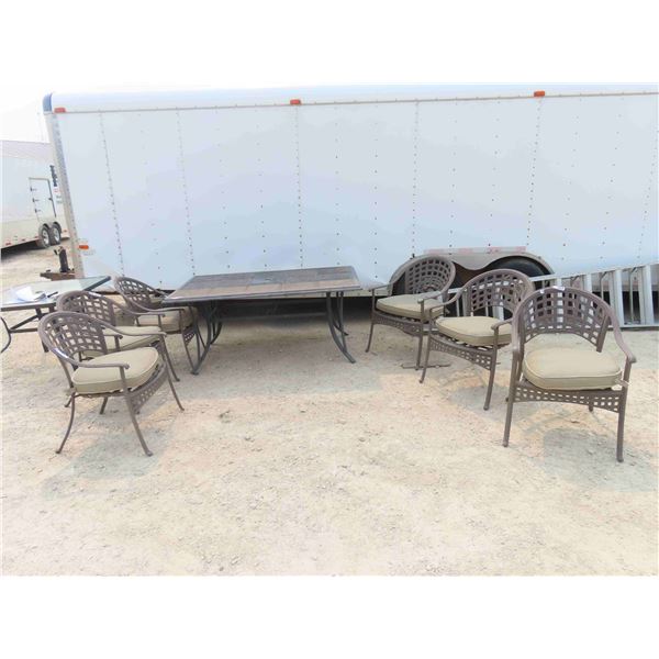 Patio Table & 6 Chairs with Cushions 29" x 40" x 64" 