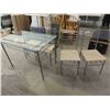 Image 1 : Glass Top Metal Framed Table 27.5" x 30"x43.5" with 4 Chairs