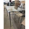 Image 2 : Glass Top Metal Framed Table 27.5" x 30"x43.5" with 4 Chairs