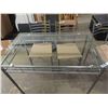 Image 3 : Glass Top Metal Framed Table 27.5" x 30"x43.5" with 4 Chairs