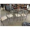 Image 5 : Glass Top Metal Framed Table 27.5" x 30"x43.5" with 4 Chairs