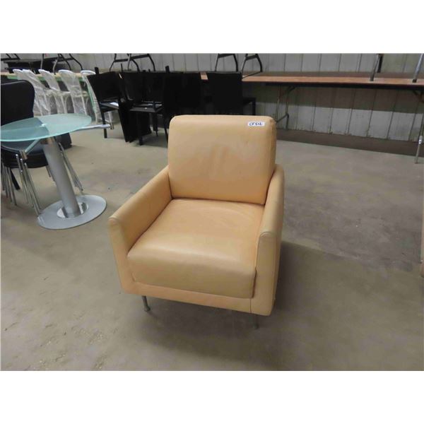 Nice Cream Colored Arm Chair - Leather?? With Letter 'U' at End