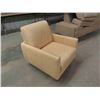 Image 2 : Nice Cream Colored Arm Chair - Leather?? With Letter 'U' at End