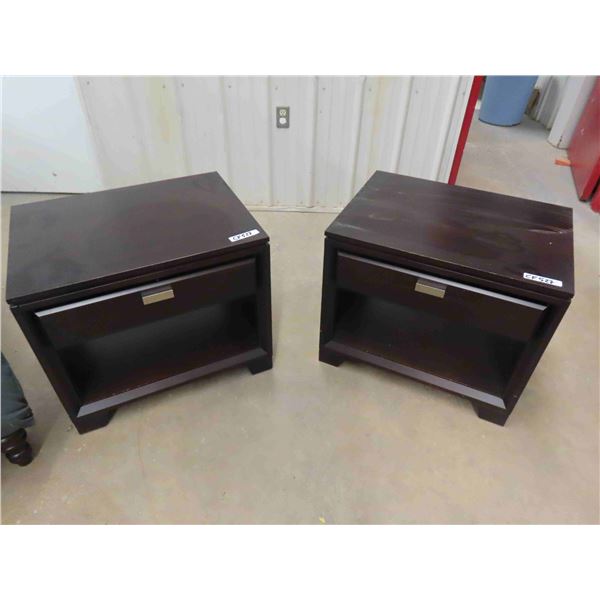 Pair of Solid Wood End Tables - 1 Drawer + Shelf 19.5  x 22  x 26  