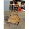 Image 2 : Metal Chair with Cushioned Seat, Cane Seat Wood Chair, Small Table/ Plant 