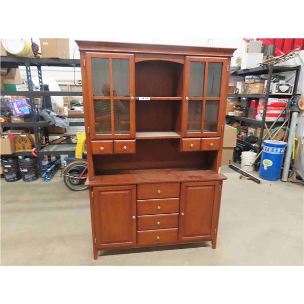 2 pc China Cabinet + Hutch - Lights Up 17" x 51.5" x 77" 