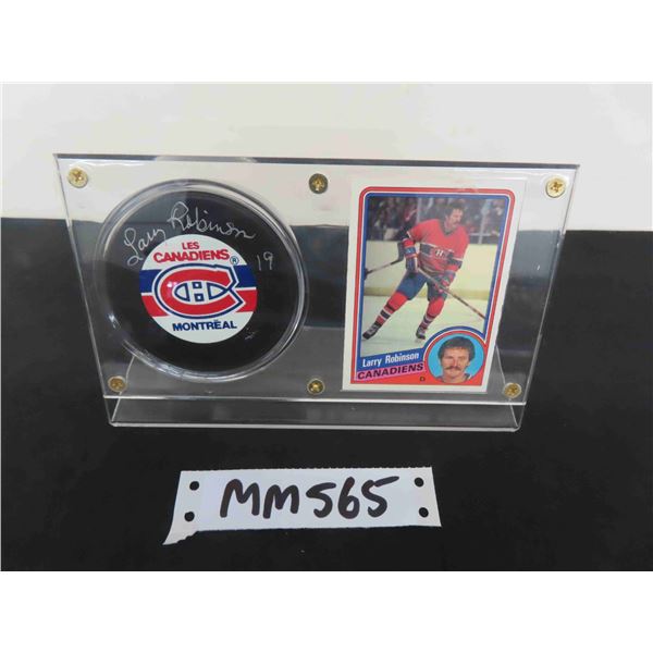 Larry Robinson Signed Puck + Card