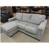 Image 1 : Microsuede Cough with Ottoman - Grey 84" Wide