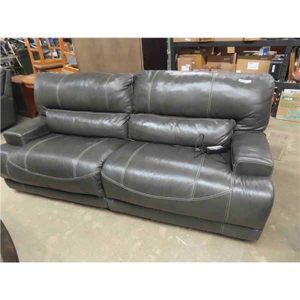 Very Plush Leather Like Couch with Power Recline at Both Ends - Includes Power