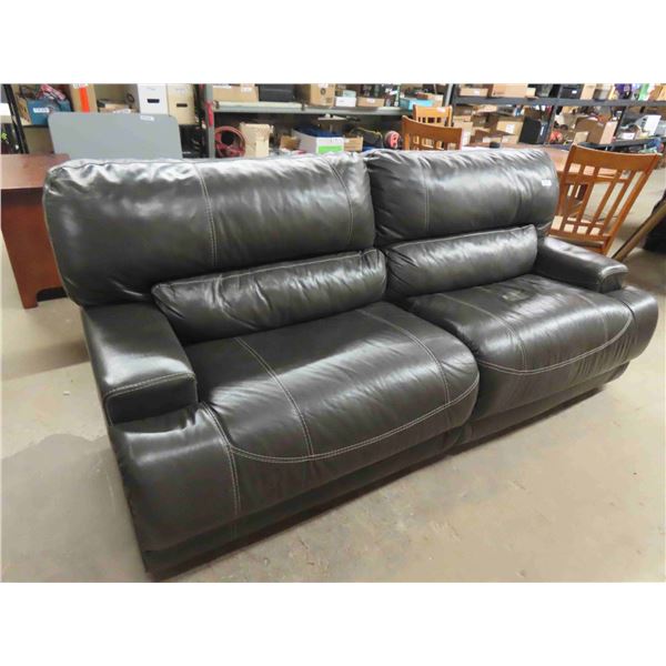 Very Plush Leather Like Couch with Power Recline at Both Ends - Includes