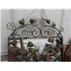 Image 2 : 2 Mirrors ; 1 Wrouhgt Iron Design 18" x 32" + 1 Wooden Oak? Framed 25.5" Wide