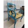 Image 2 : Blue Painted Arm Chair with Embroidered Seat