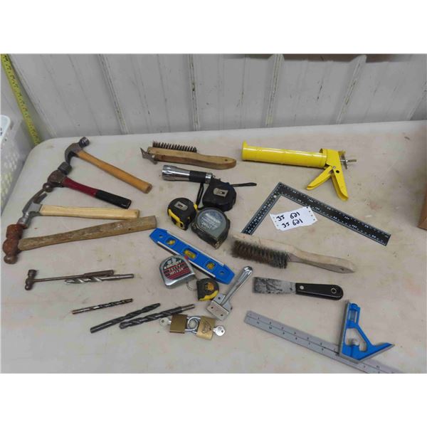 Hammers, Wire Brushes, Square, Tape Measure, Caulking Gun