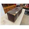 Image 2 : Vintage antique wooden tool box with assortment of tools old and new. 10" x 10" x 31" 