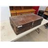 Image 1 : Vintage antique wooden tool box with assortment of tools old and new. 9" x 17" x 32" 