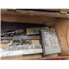 Image 5 : Vintage antique wooden tool box with assortment of tools old and new. 9" x 17" x 32" 