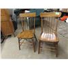 Image 1 : Two antique vintage kitchen chairs. Looks like they are made of elm. My parents