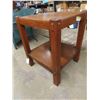 Image 3 : Large Vintage Antique Oak End Table  24” x 30”  with lower shelf. Some cracks do 