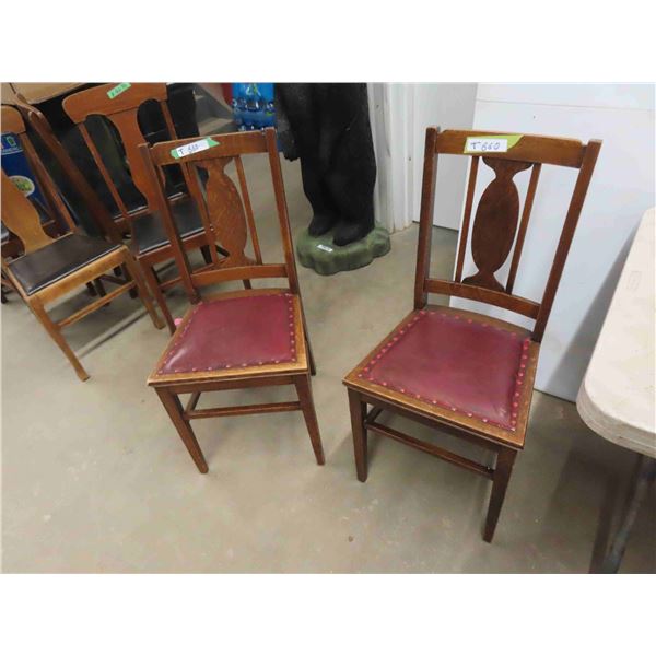 2 Vintage Antique Oak Kitchen Chair-seem to be transitional in style between Victorian