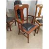 Image 2 : 4 Antique Oak Dining Chairs- reupholstered with leather seat covers - purchased by 