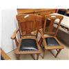 Image 4 : 4 Antique Oak Dining Chairs- reupholstered with leather seat covers - purchased by 