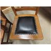 Image 5 : 4 Antique Oak Dining Chairs- reupholstered with leather seat covers - purchased by 