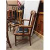 Image 7 : 4 Antique Oak Dining Chairs- reupholstered with leather seat covers - purchased by 