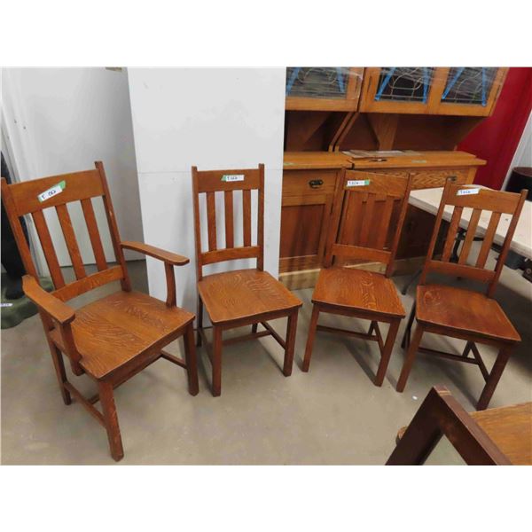 4 Vintage Antique Mission Oak Chairs in original condition but are in need of re-gluing