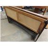 Image 4 : Vintage Antique Oak Settle.  It pulls out to a bed- refinished and new leather like upholstery