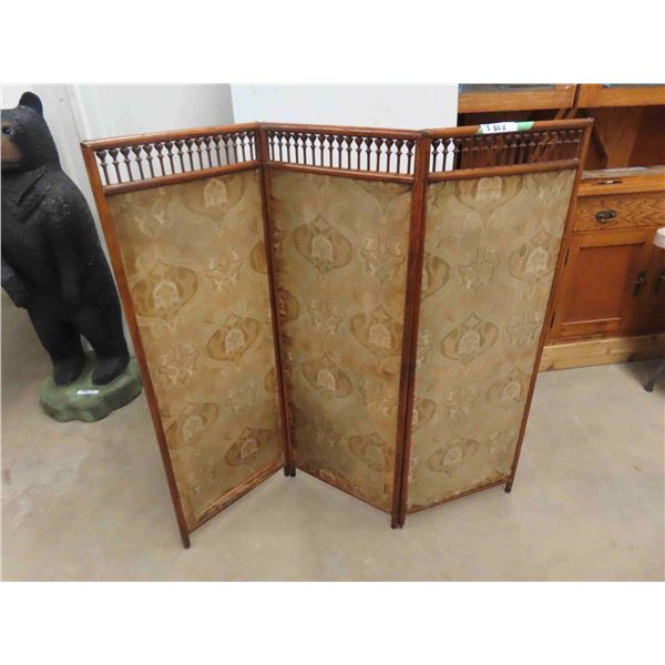 Vintage Antique Small Room Divider with Arts & crafts fabric.  48”x54”  The upholstery