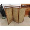 Image 1 : Vintage Antique Small Room Divider with Arts & crafts fabric.  48”x54”  The upholstery