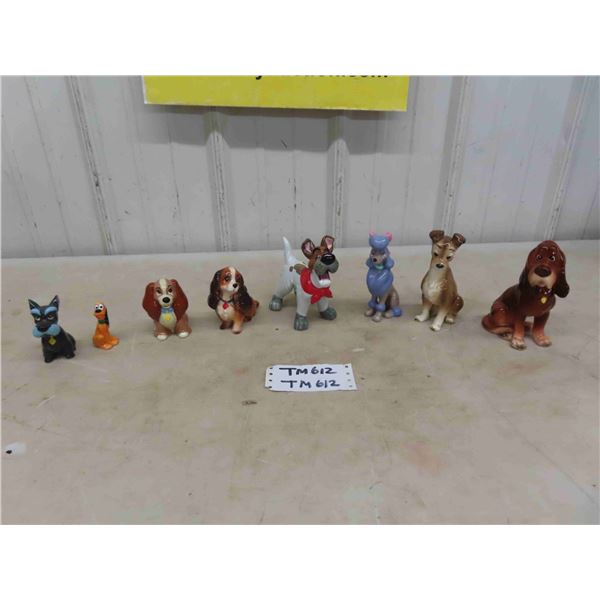 Walt Disney Assorted Porcelain Figurines ; Lady + Tramp, Pluto, Other Dogs