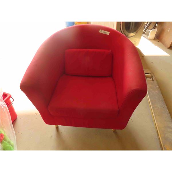 Modern Red Upholstered Arm Chair