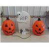Image 1 : 2 Pumpkin Blow Molds with No Lights 20'' Tall, Head Stone