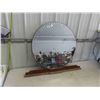 Image 1 : Round Vanity Bevelled Mirror with Wood Stand 30'' Diameter