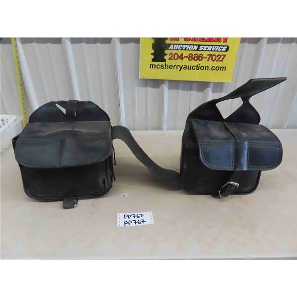 Pair of Black Leather Saddle Bags - All American Rider