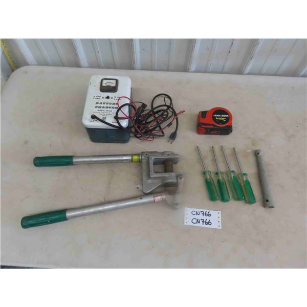 Battery Charger, Green Lee #709 Stud Punch, Tape 