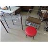 Image 1 : Metal TV Stand, Red Vinyl Covered Foot Stool, 4 Tier Shoe Rack 